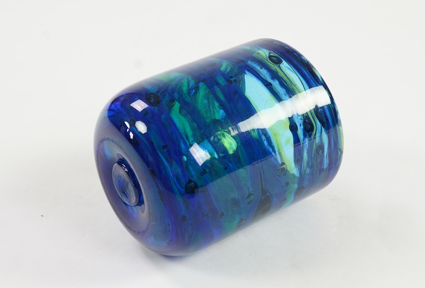 Michael Harris (1933-1994) for Isle of Wight Glass Studio: A blue glass vase
